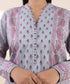 Unstitched Women's Printed Cotton Blue 3 Piece Suit